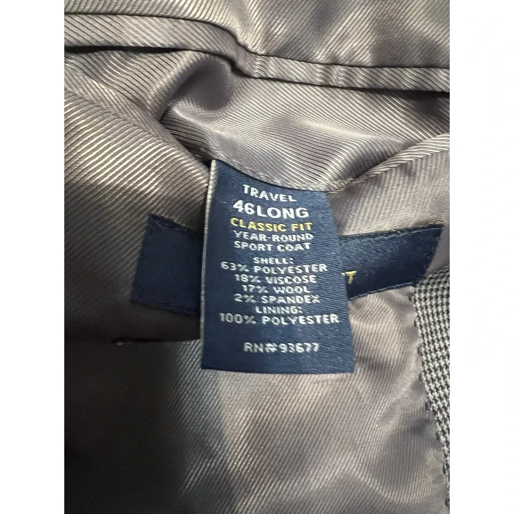 Stafford Mens Blazer Sport Coat‎ Jacket Size 46L Blue Plaid